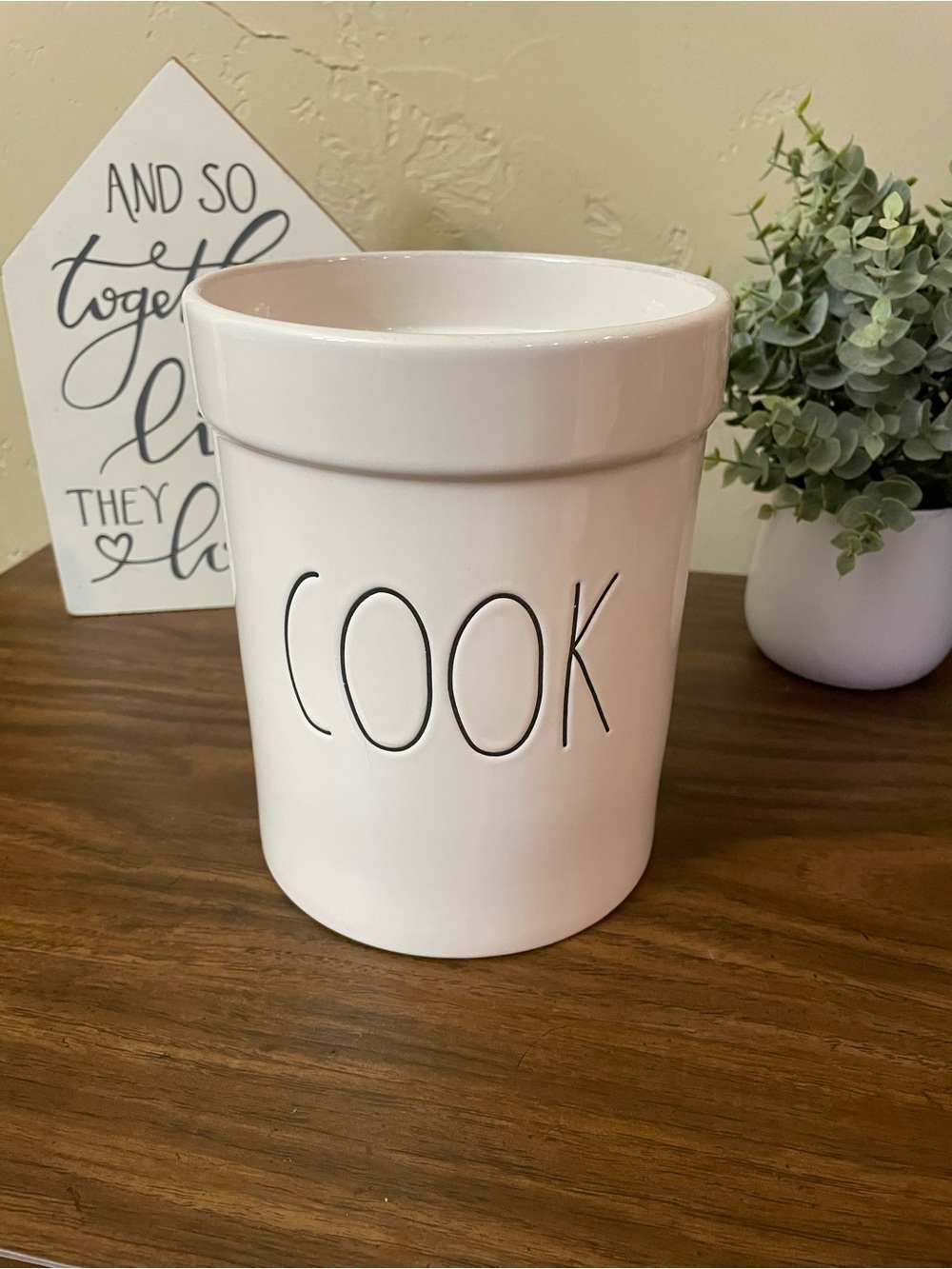 Rae Dunn White 'COOK' Ceramic Utensil Crock